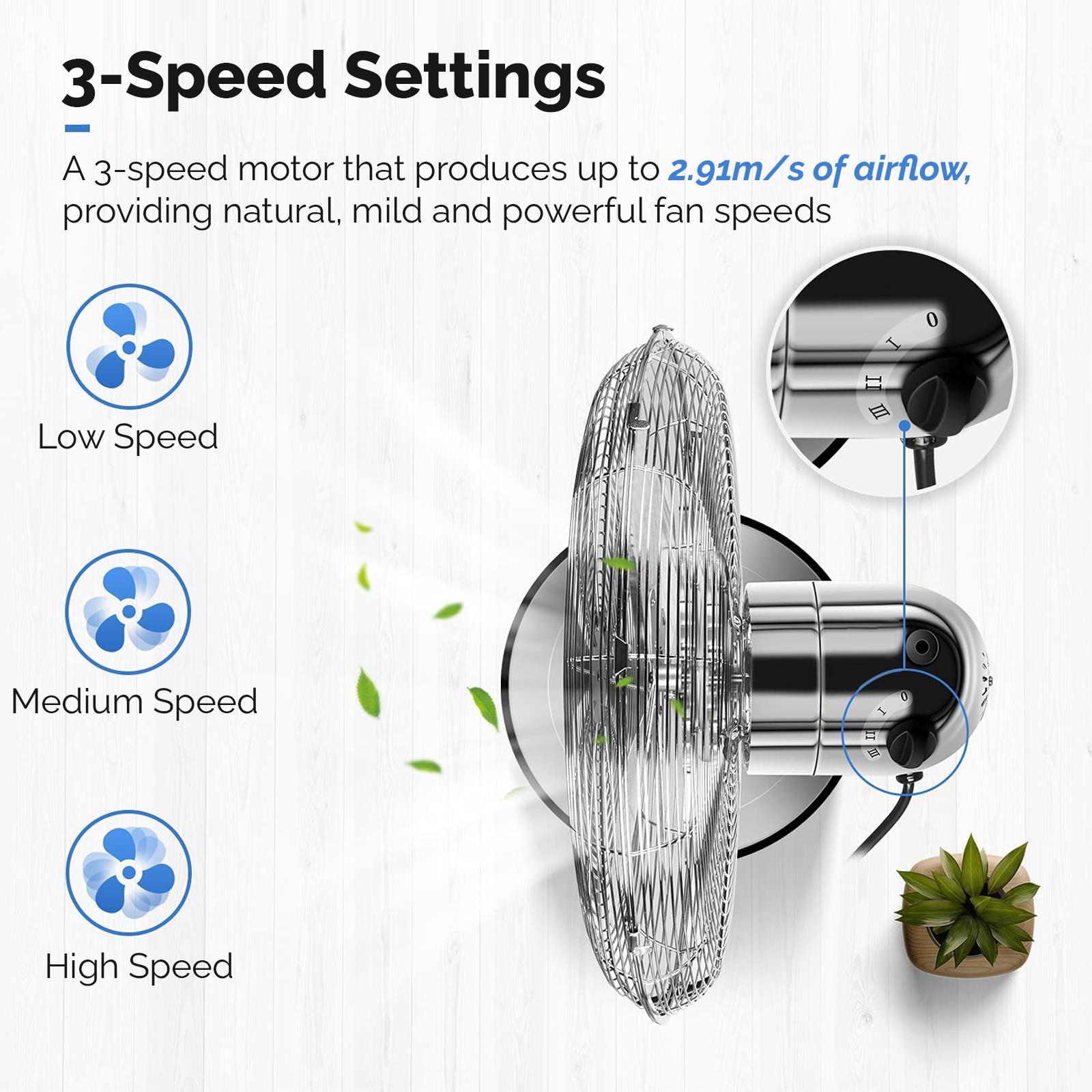 Senelux 16 Inch Metal Pedestal Fan