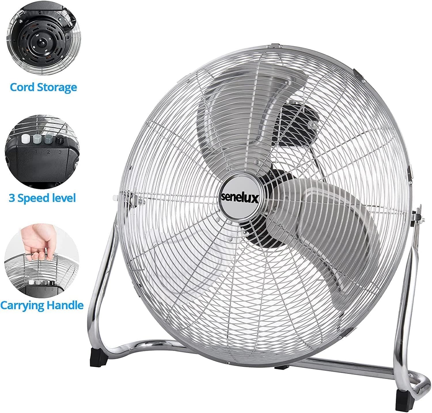 Chrome Floor Fan for Homes, Gyms, Bedrooms &amp; Kitchens