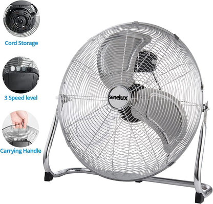 Chrome Floor Fan for Homes, Gyms, Bedrooms &amp; Kitchens