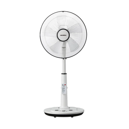Senelux 14 Inch Pedestal Fan, 5-Blade Standing Fan with Remote Control 4 Speed 2 Wind Modes 8-Hour Timer