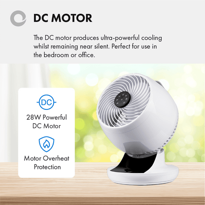 Devola Ultra Quiet 28W 12 Speed 9-inch DC Desk Fan - White - DV9DCDF