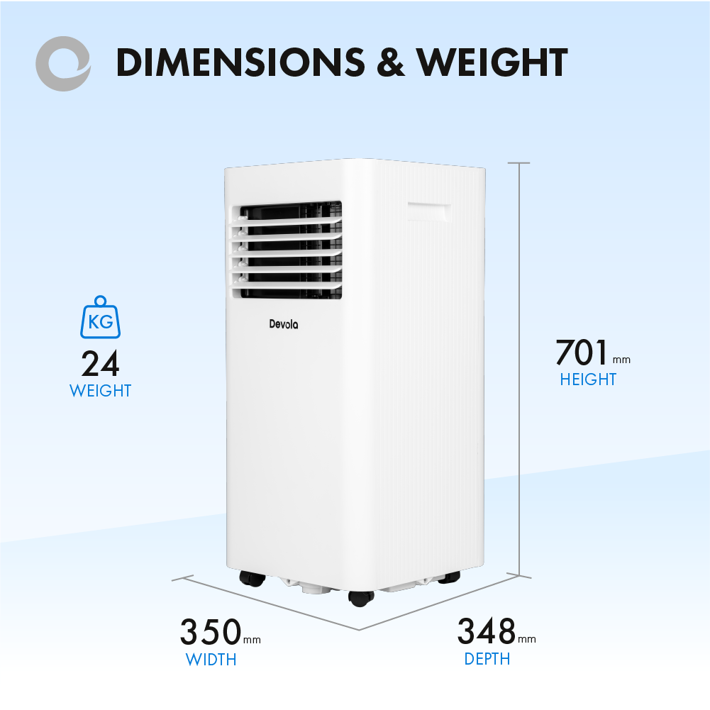 Devola Portable Air Conditioner with Wifi and Window Kit - 10000 BTU - Cooling &amp; Heating - White - DVAC10CHW