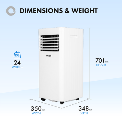 Devola Portable Air Conditioner with Wifi and Window Kit - 10000 BTU - Cooling &amp; Heating - White - DVAC10CHW