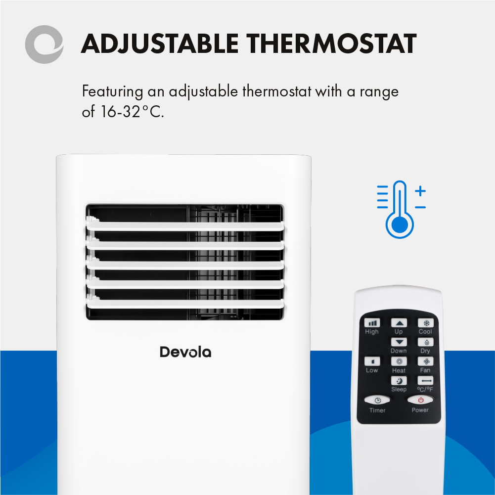 Devola Portable Air Conditioner with Wifi and Window Kit - 10000 BTU - Cooling &amp; Heating - White - DVAC10CHW