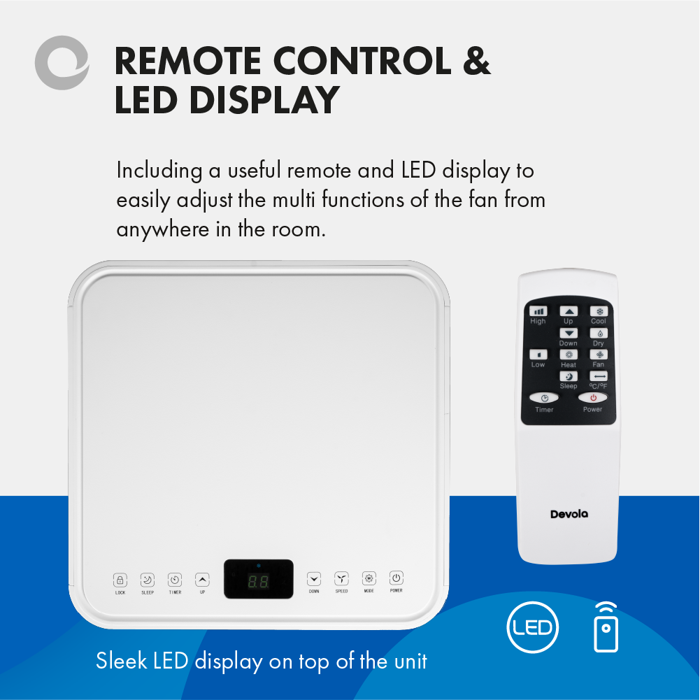 Devola Portable Air Conditioner with Wifi and Window Kit - 9000 BTU - White - DVAC09CW