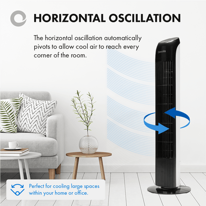 Devola 45W 3 Speed 33-inch Tower Fan With Remote - Black/White - DV33TFBW