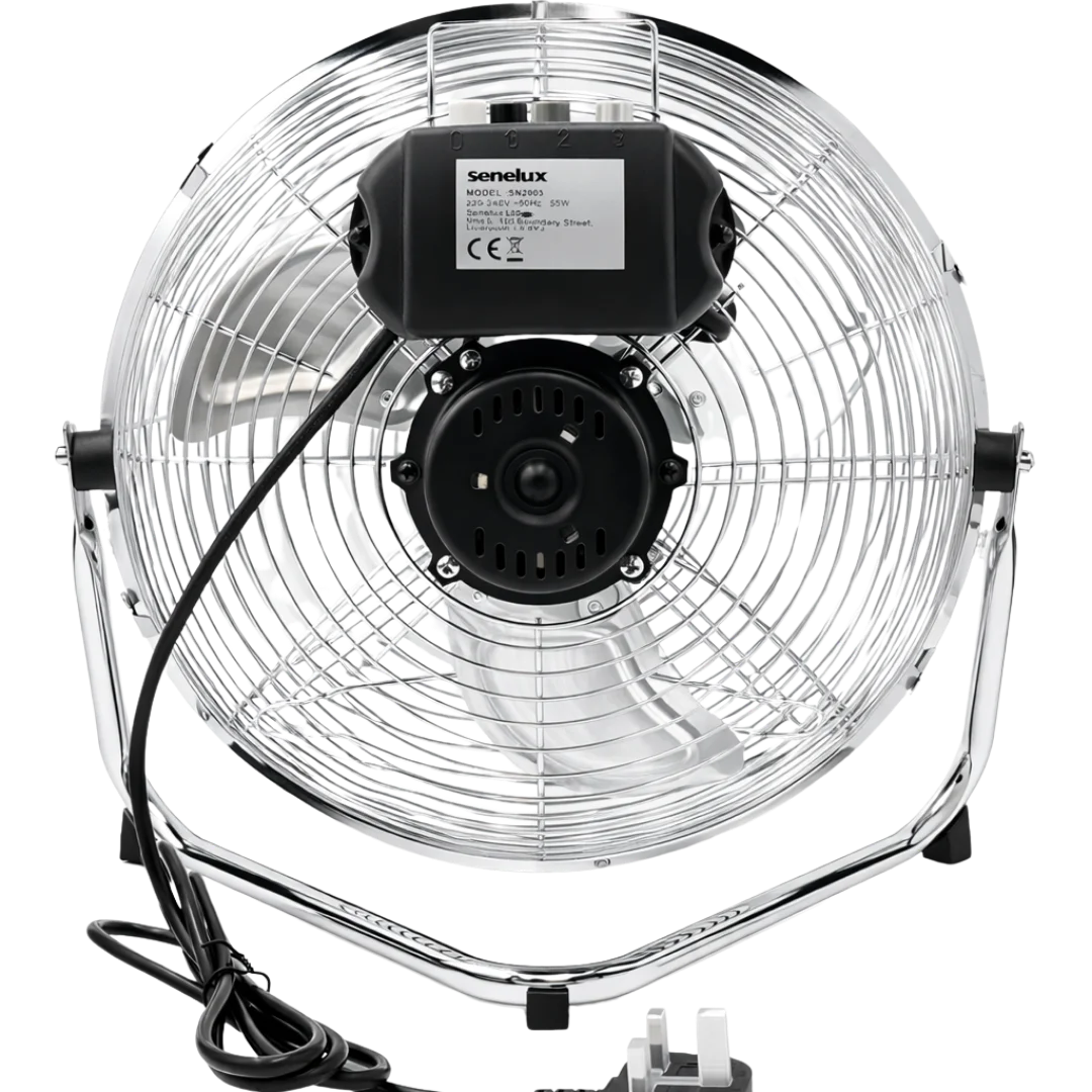 Chrome Floor Fan for Homes, Gyms, Bedrooms &amp; Kitchens