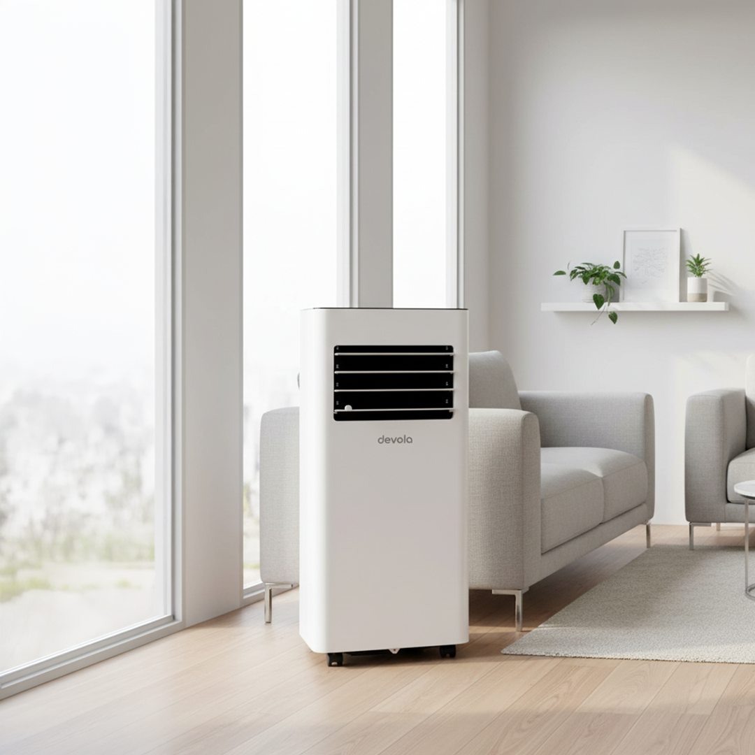 Devola Compact Portable Air Conditioner with Wi-Fi and 2x Window kits - 9,000BTU - Cooling &amp; Heating - White - DVAC9KH
