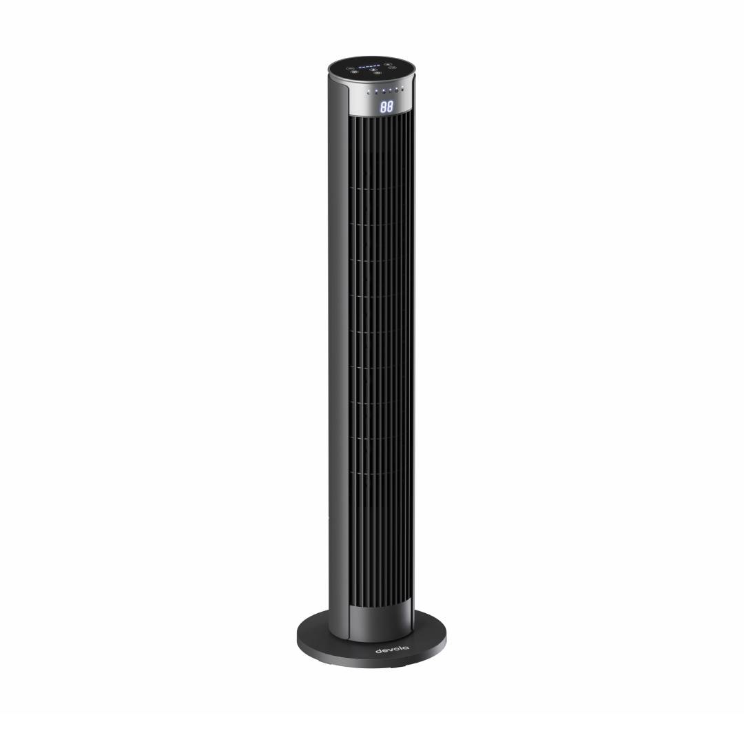 Devola Platinum 38 Inch Tower Fan with Remote, Black &amp; Silver - DVTF38PBS