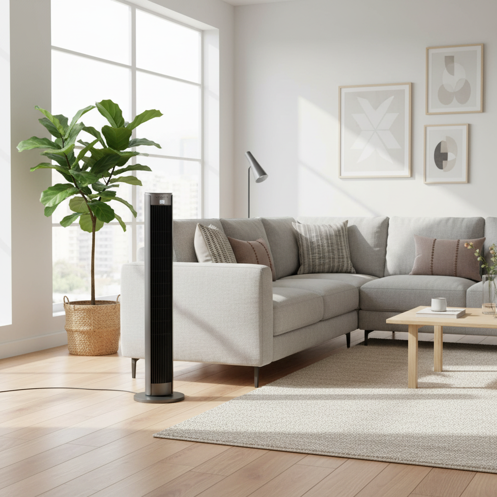 Devola Platinum 38 Inch Tower Fan with Remote, Black &amp; Silver - DVTF38PBS