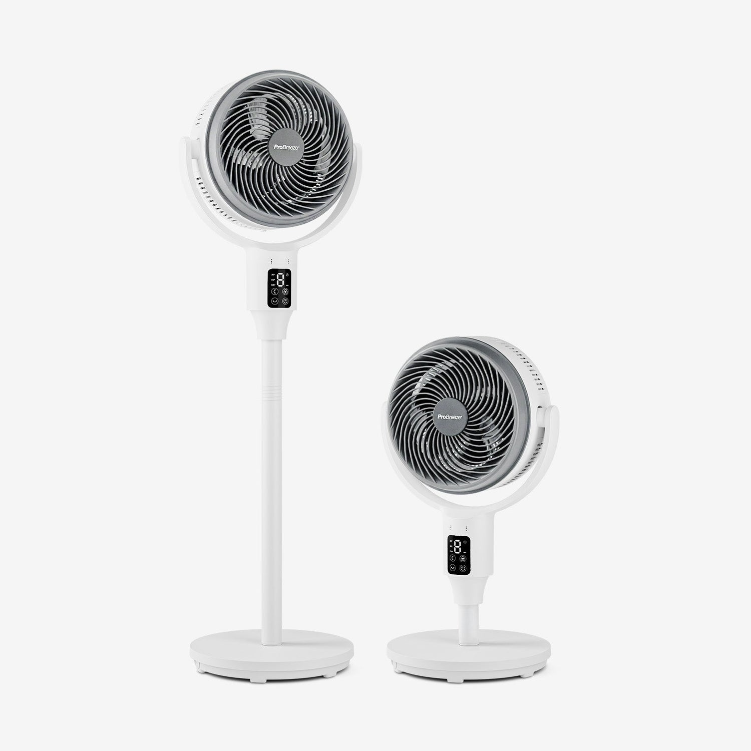 AirFlo™ 43" Hybrid Pedestal Fan - Ultra-Quiet Air Circulator - White/Grey