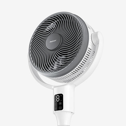 AirFlo Plus™ 44" Smart Hybrid Pedestal Fan - Ultra-Quiet Air Circulator - White/Grey
