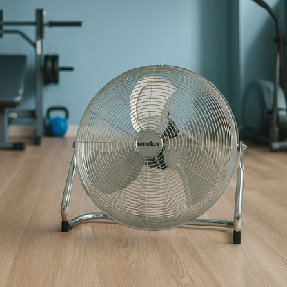 Chrome Floor Fan for Homes, Gyms, Bedrooms &amp; Kitchens