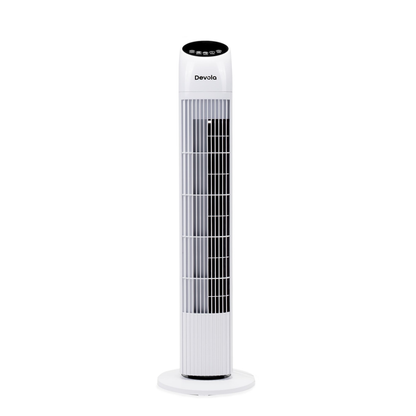 Devola Tower Fan - 3 Speed, 12 Hour Timer, Remote Controlled - White - DV33TFWH