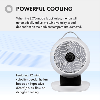 Devola Ultra Quiet 28W 12 Speed 9-inch DC Desk Fan - White - DV9DCDF