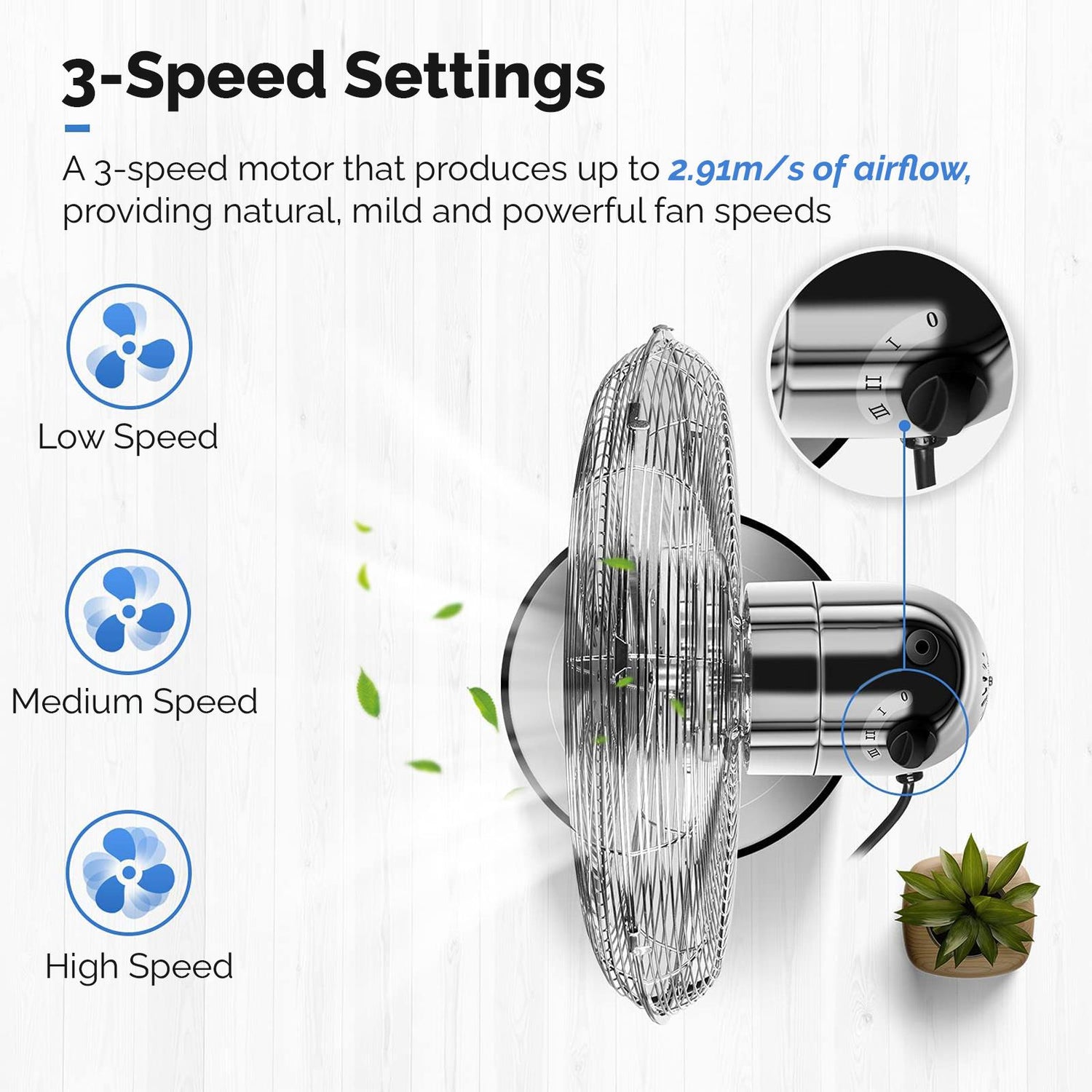 Senelux 16 Inch Metal Pedestal Fan