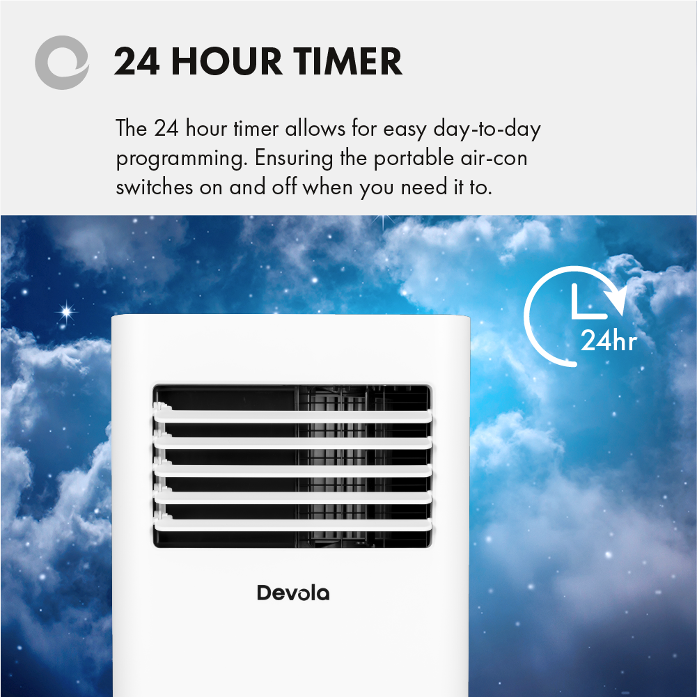 Devola Portable Air Conditioner with Wifi and Window Kit - 10000 BTU - Cooling &amp; Heating - White - DVAC10CHW