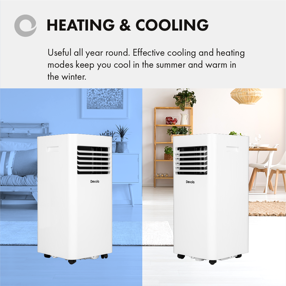 Devola Portable Air Conditioner with Wifi and Window Kit - 10000 BTU - Cooling &amp; Heating - White - DVAC10CHW