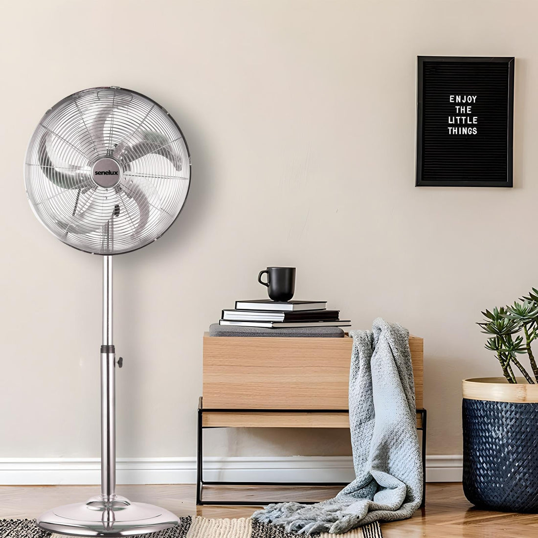 Senelux 16 Inch Metal Pedestal Fan
