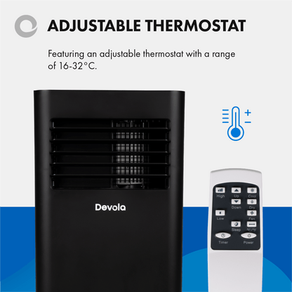 Devola Portable Air Conditioner with Wifi and Window Kit - 9000 BTU - Black - DVAC09CB