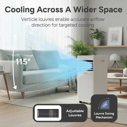 Devola Compact Portable Air Conditioner with Wi-Fi and 2x Window kits - 5000 BTU - Cooling - White - DVAC5K