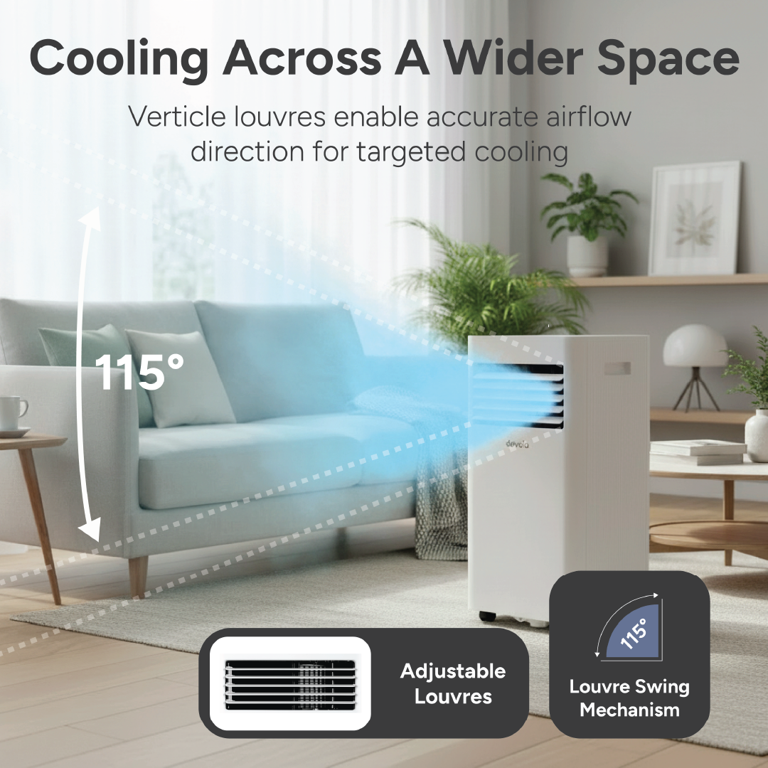 Devola Compact Portable Air Conditioner with Wi-Fi and 2x Window kits - 9,000BTU - Cooling &amp; Heating - White - DVAC9KH