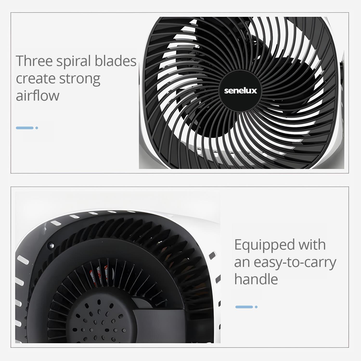 Senelux 9” DC Air Circulator Fan - Ultra Quiet - Automatic Oscillation, 8 Fan Speeds, 4 Operational Modes, Timer, LED Display &amp; Remote Control
