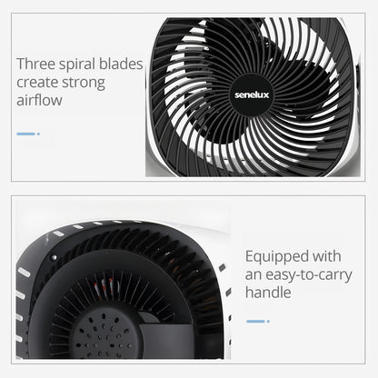Senelux 9” DC Air Circulator Fan - Ultra Quiet - Automatic Oscillation, 8 Fan Speeds, 4 Operational Modes, Timer, LED Display &amp; Remote Control